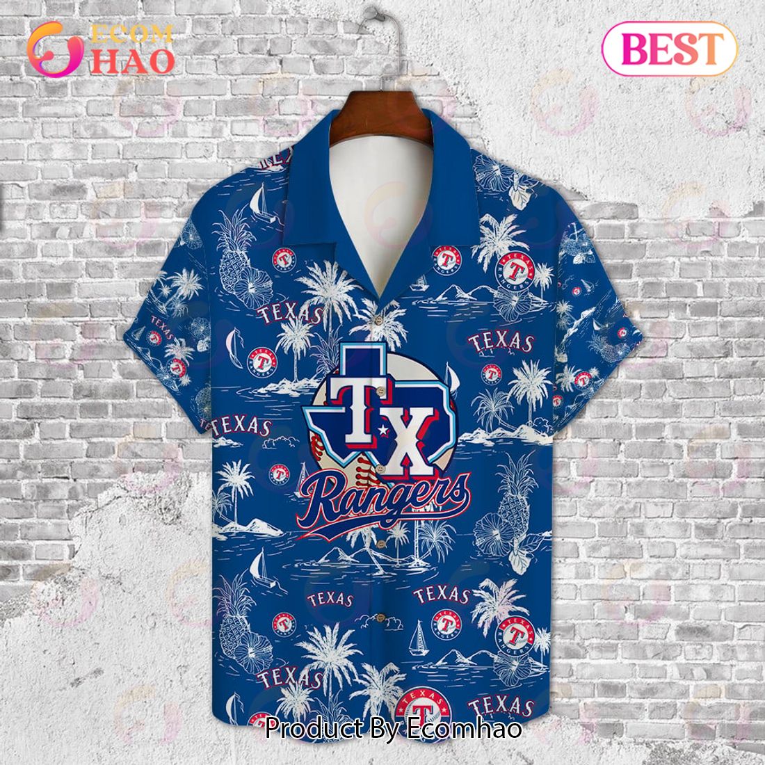 Texas Rangers Baseball Pattern Vintage Hawaiian Shirt