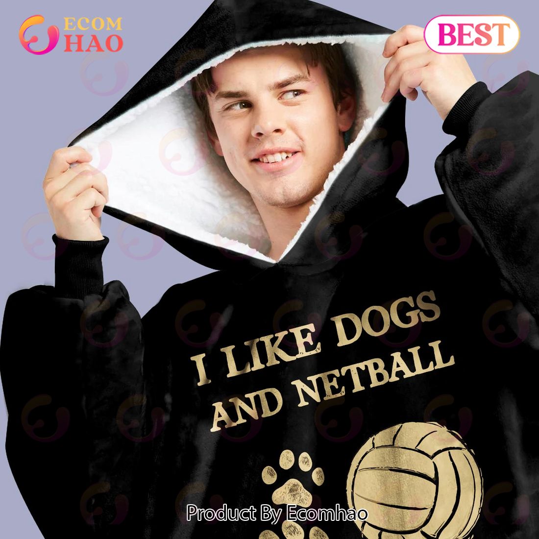 Personalized I Like Dogs And Netball Oodie, Flanket, Blanket Hoodie, Snuggie