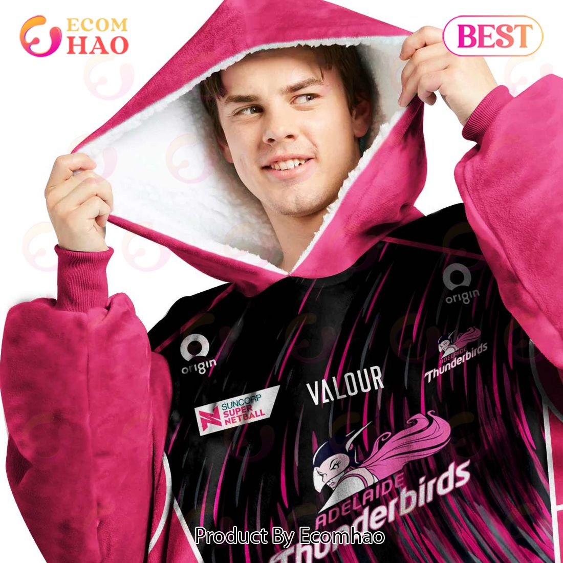 Personalized Netball AU Adelaide Thunderbirds Oodie, Flanket, Blanket Hoodie, Snuggie