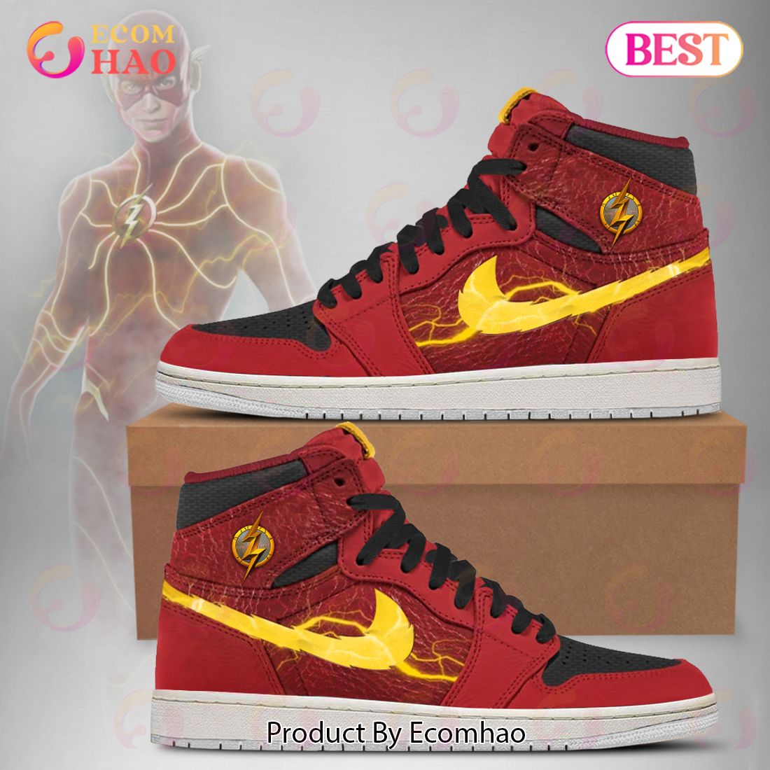 PREMIUM DC Justice League The Flash Air Jordan 1, Hightop