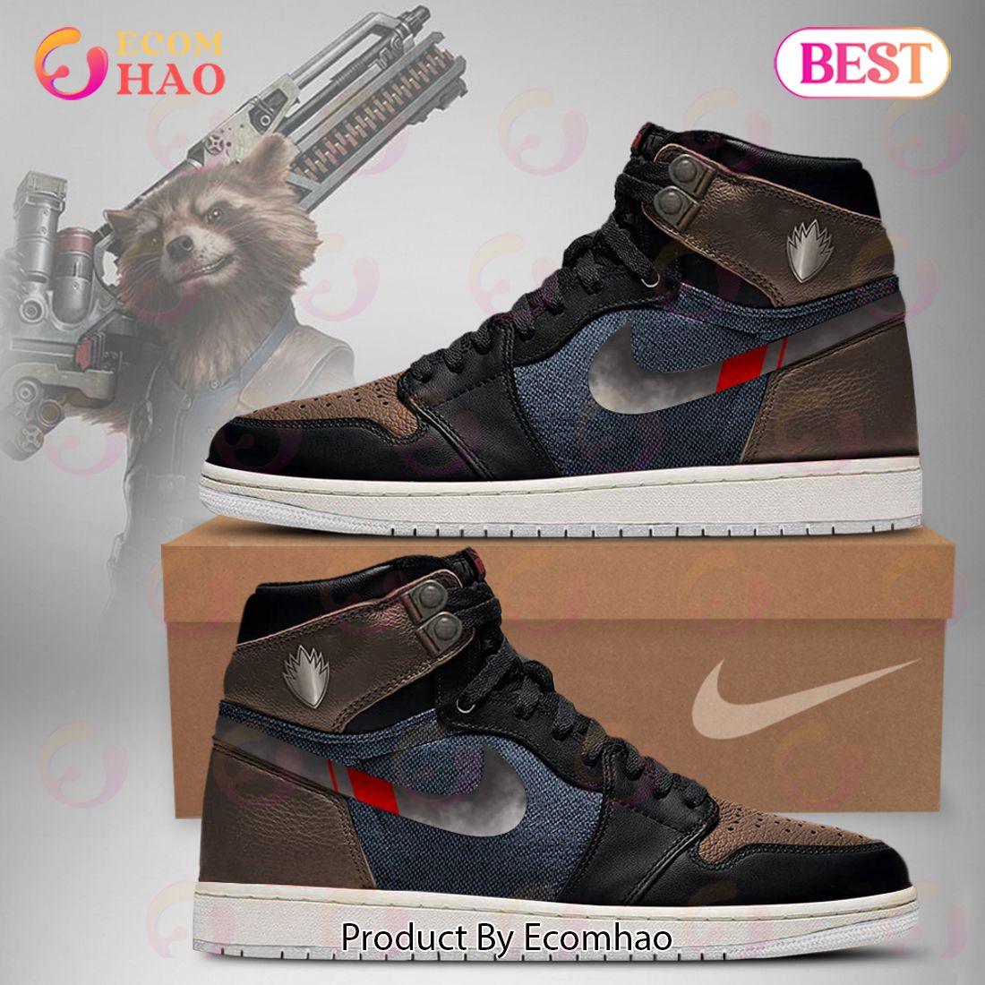 PREMIUM Guardians Of The Galaxy Rocket Air Jordan 1, Hightop