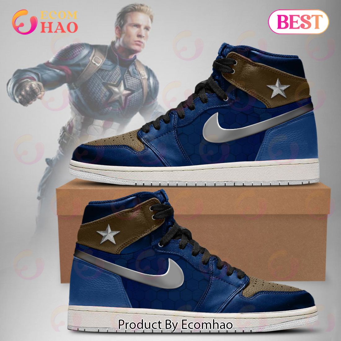 PREMIUM Marvel’s Avengers Captain America Air Jordan 1, Hightop