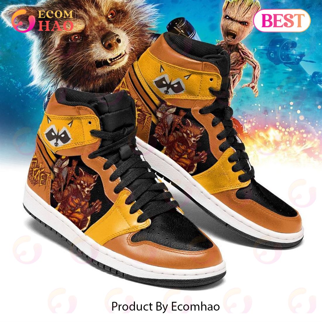 PREMIUM Marvel Guardians Of The Galaxy Guardians of the Galaxy Rocket Air Jordan 1, Hightop