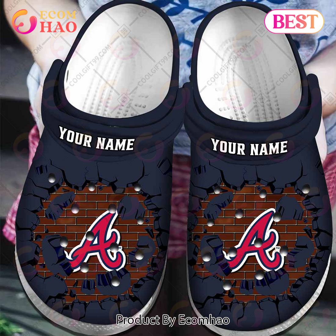 Personalized MLB Atlanta Braves Broken Wall Crocs