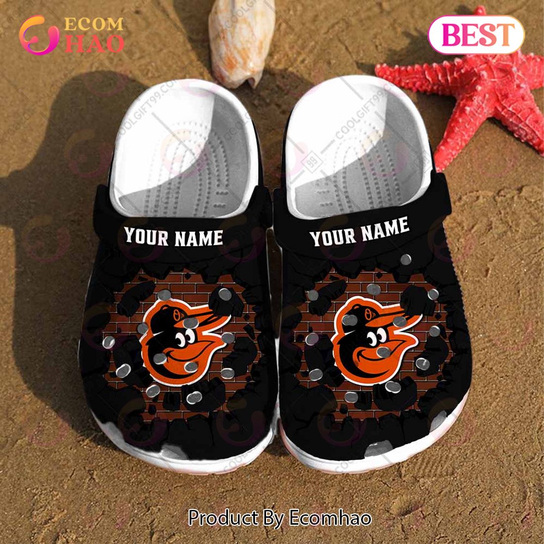 Personalized MLB Baltimore Orioles Broken Wall Crocs