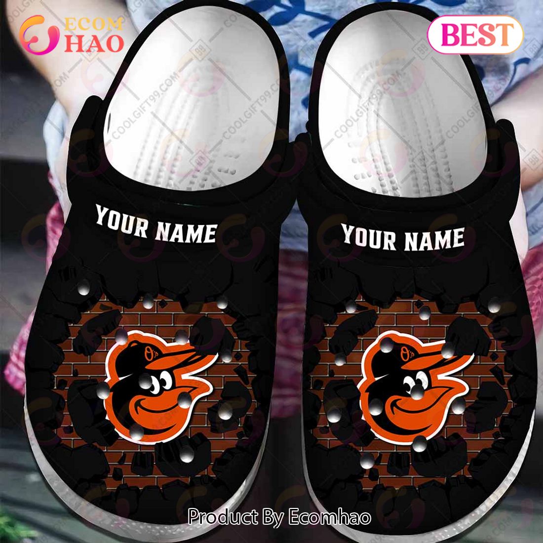 Personalized MLB Baltimore Orioles Broken Wall Crocs