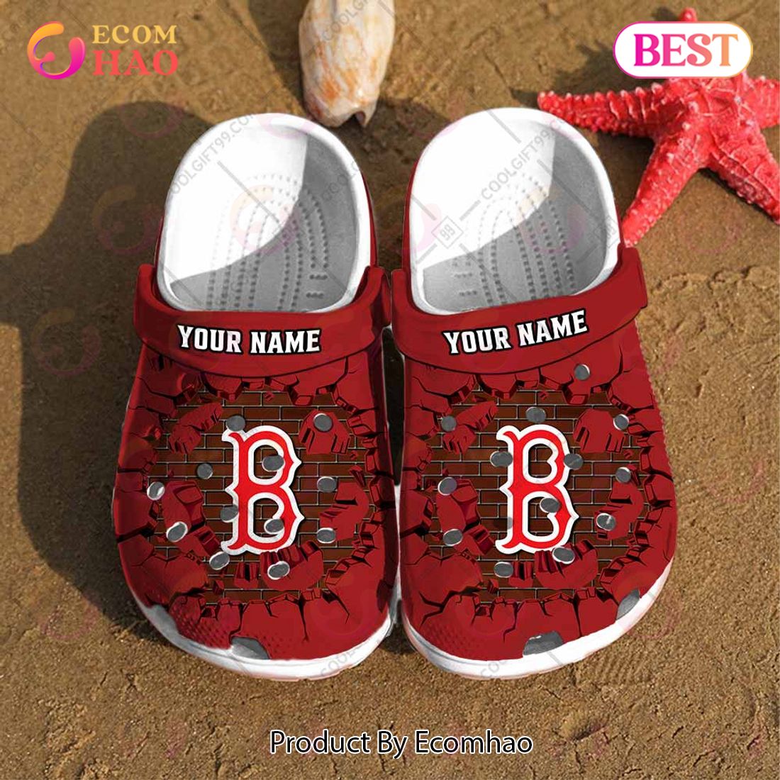 Personalized MLB Boston Red Sox Broken Wall Crocs