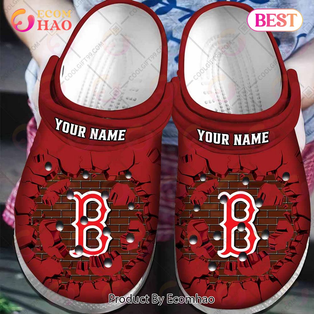 Personalized MLB Boston Red Sox Broken Wall Crocs