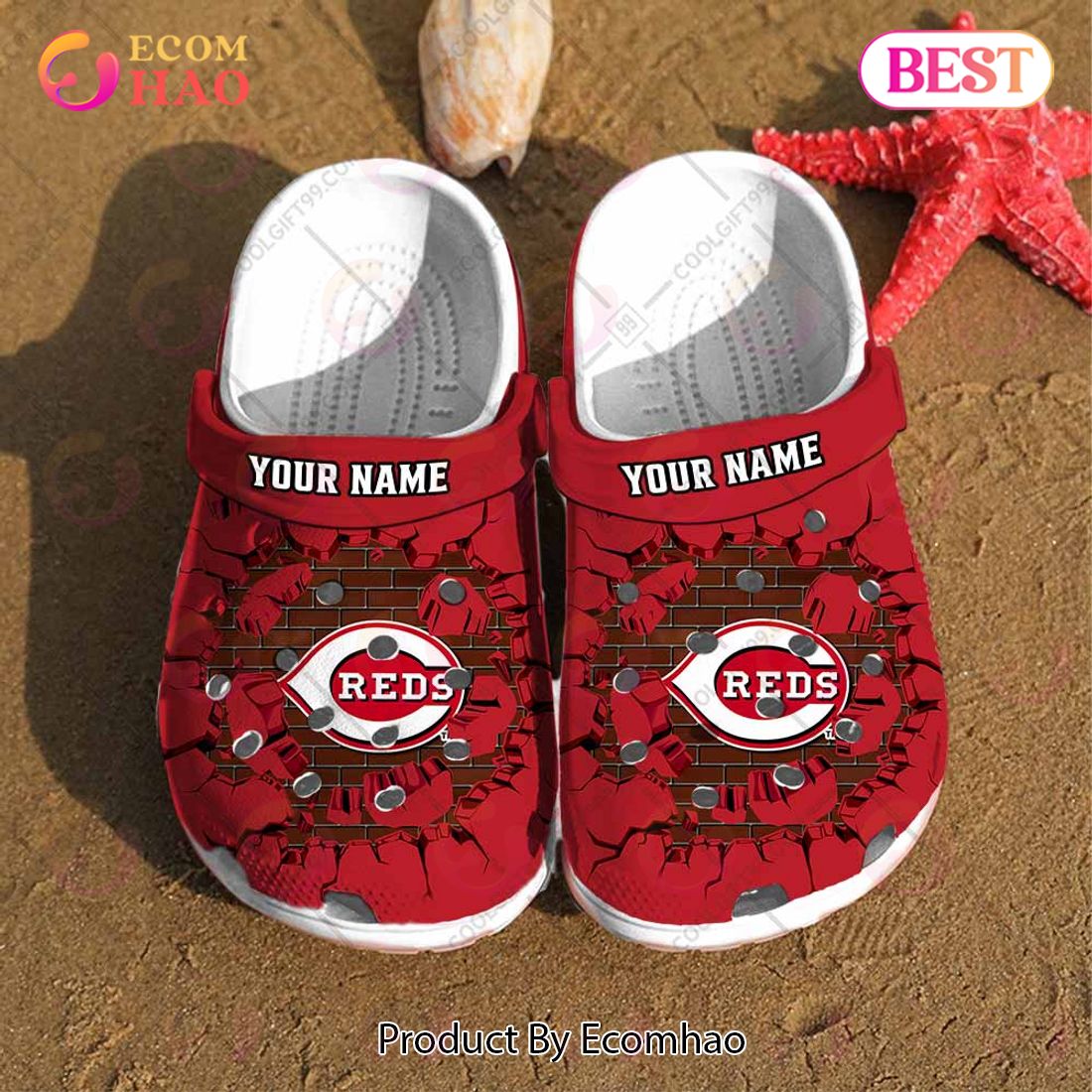 Personalized MLB Cincinnati Reds Broken Wall Crocs