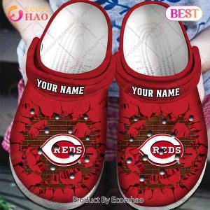 Personalized Cincinnati Reds American Flag Breaking Wall Crocs