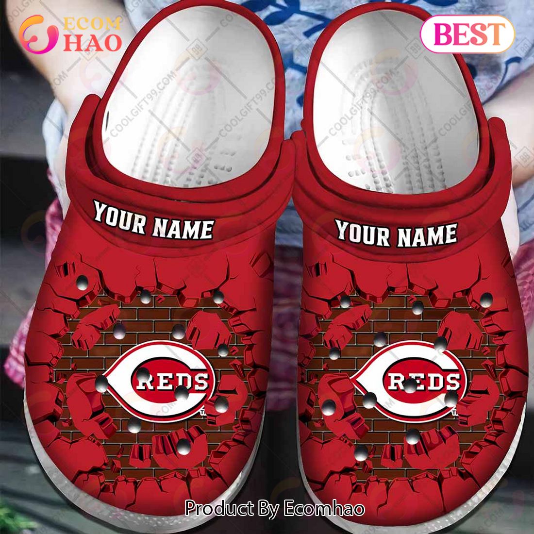 Personalized MLB Cincinnati Reds Broken Wall Crocs