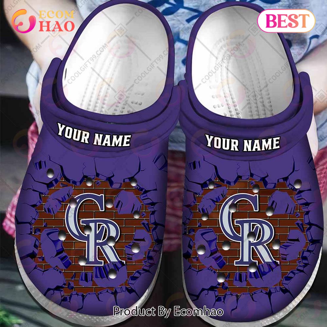 Personalized MLB Colorado Rockies Broken Wall Crocs