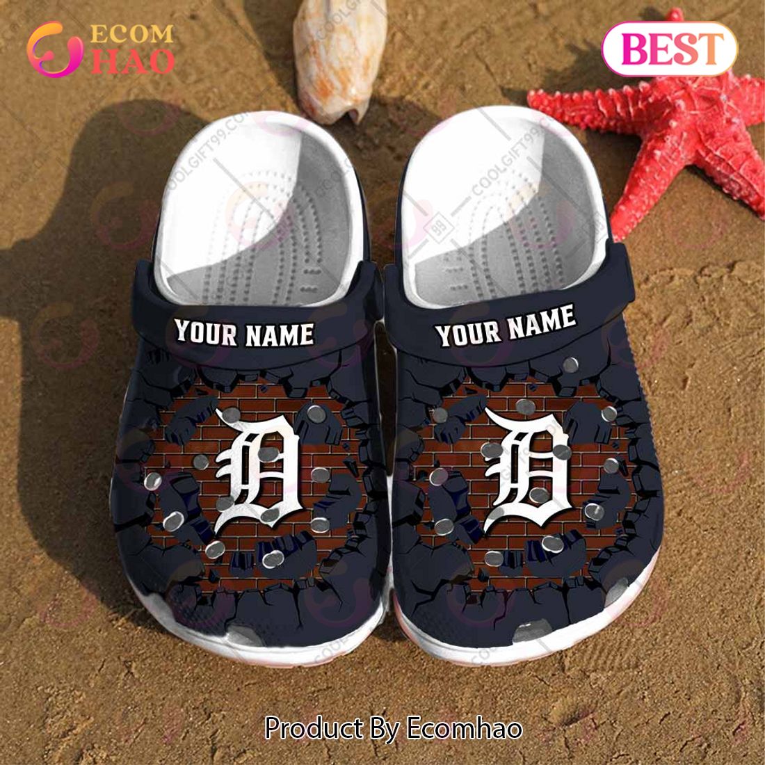 Personalized MLB Detroit Tigers Broken Wall Crocs