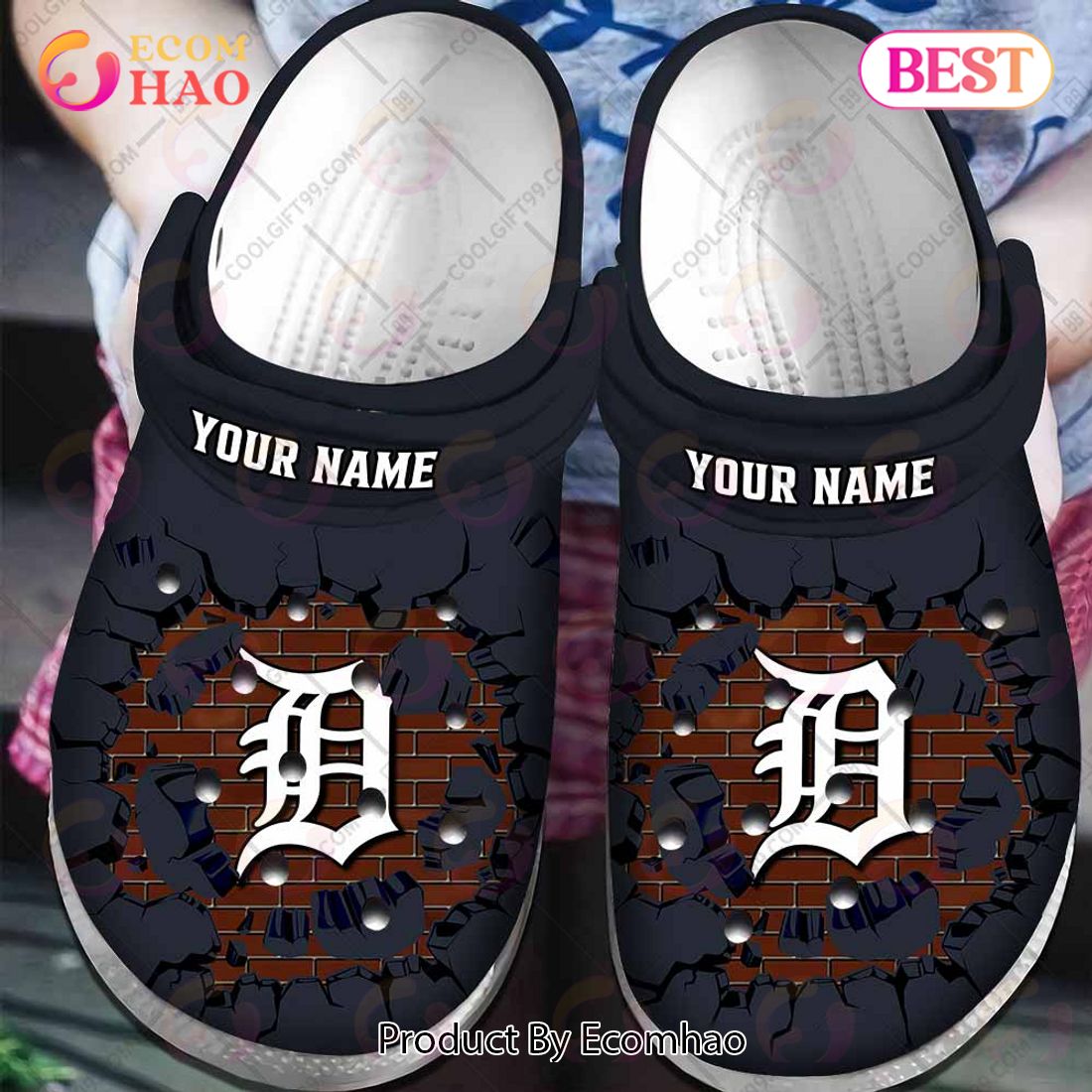 Personalized MLB Detroit Tigers Broken Wall Crocs