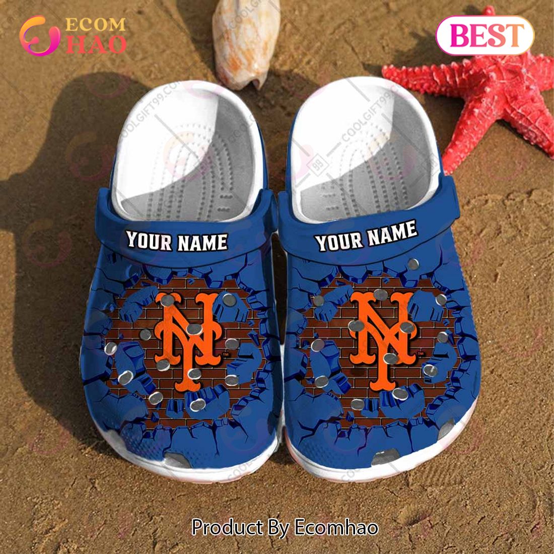 Personalized MLB New York Mets Broken Wall Crocs