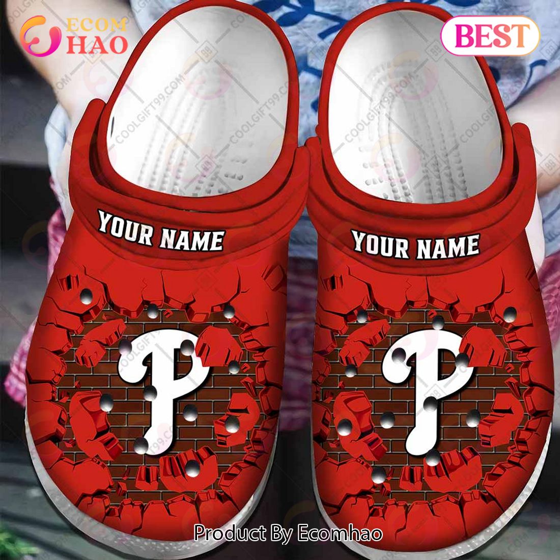 Personalized MLB Philadelphia Phillies Broken Wall Crocs