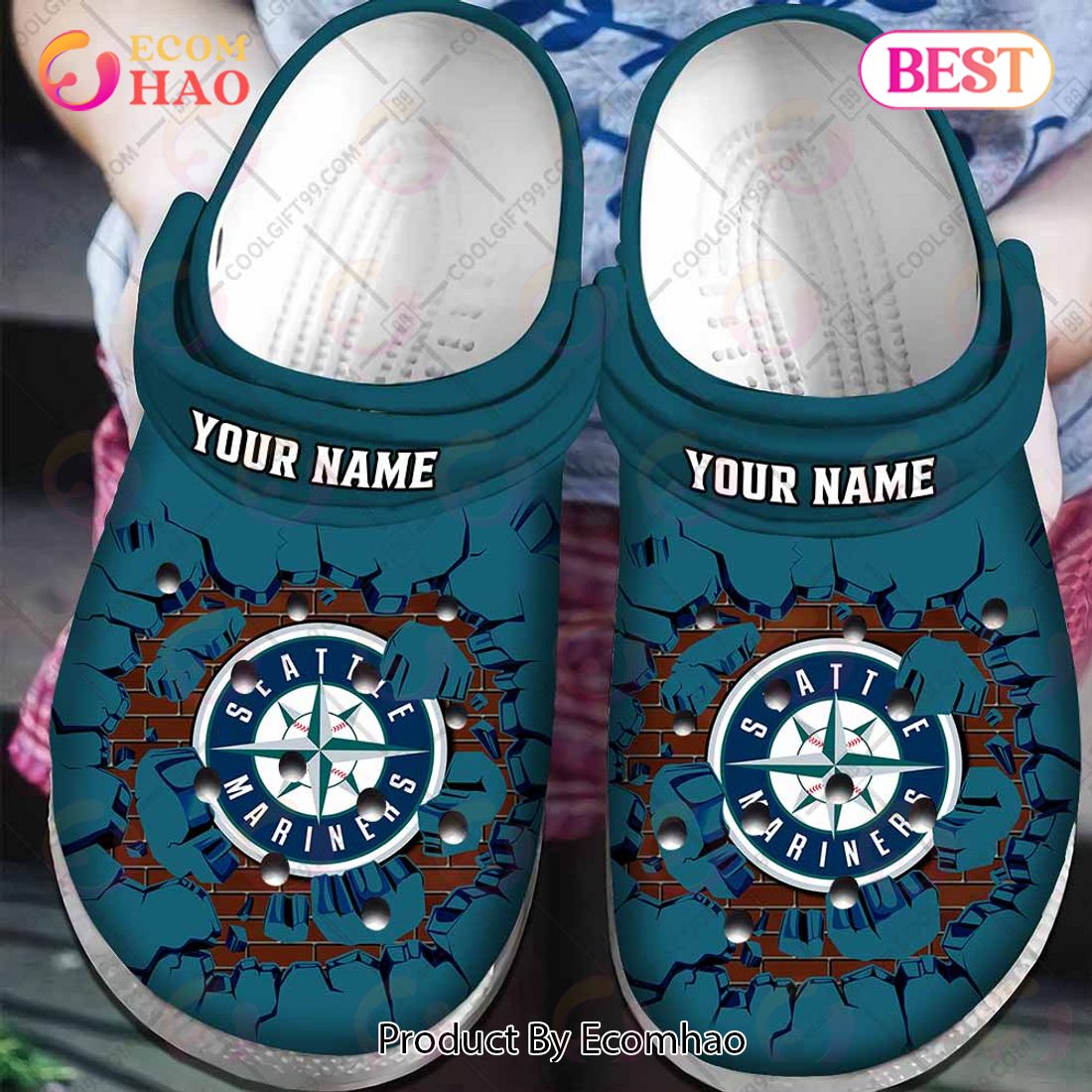 Personalized MLB Seattle Mariners Broken Wall Crocs