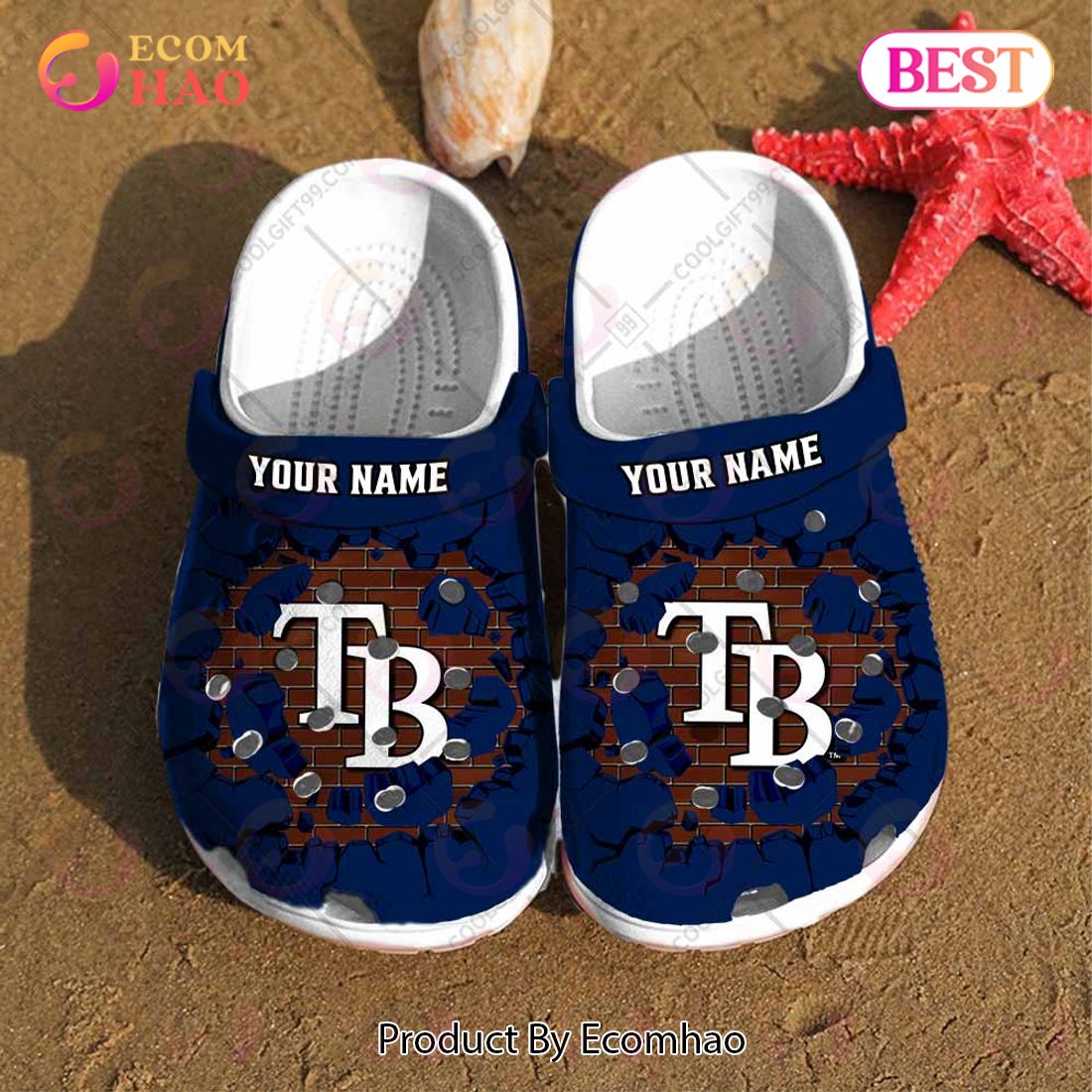 Personalized MLB Tampa Bay Rays Broken Wall Crocs