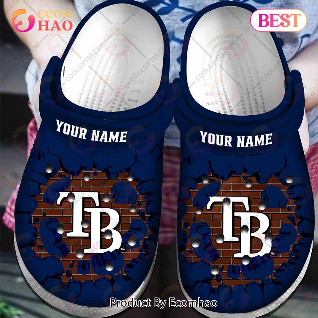 Personalized MLB Tampa Bay Rays Broken Wall Crocs