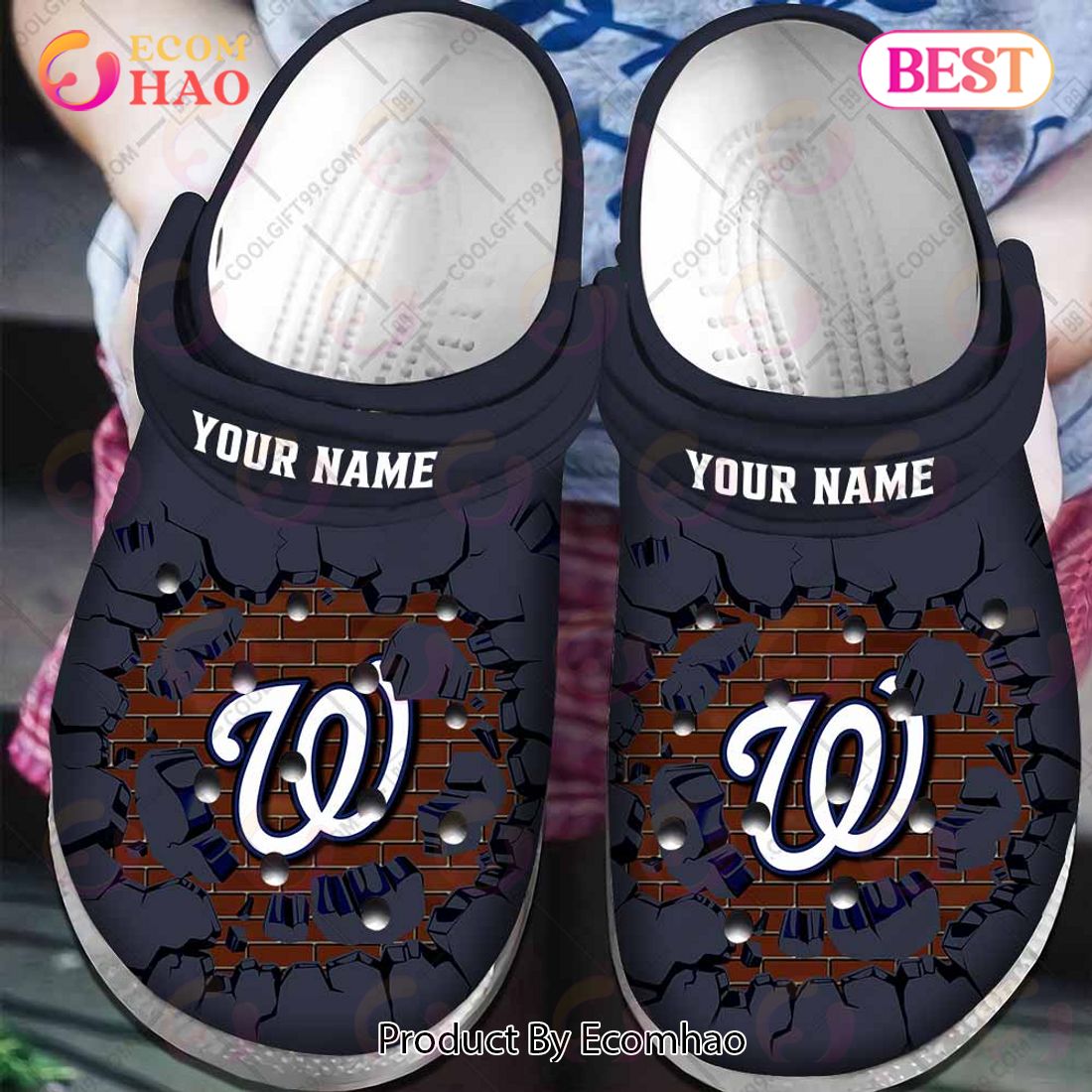 Personalized MLB Washington Nationals Broken Wall Crocs