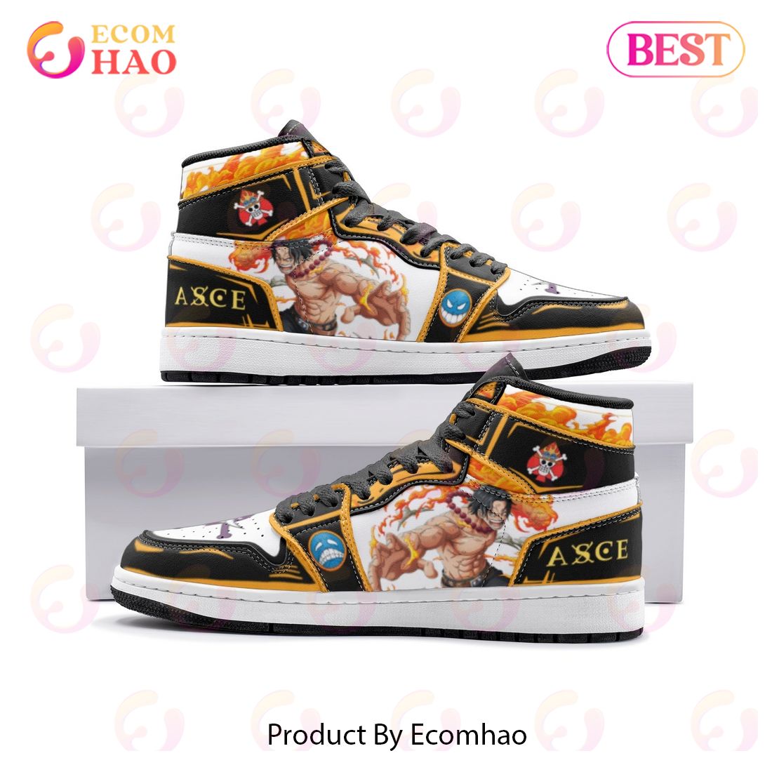 Fire Fist Ace One Piece Air Jordan 1, High Top Sneakers