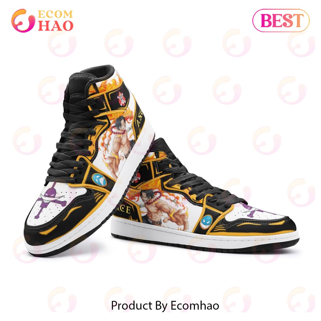 Fire Fist Ace One Piece Air Jordan 1, High Top Sneakers