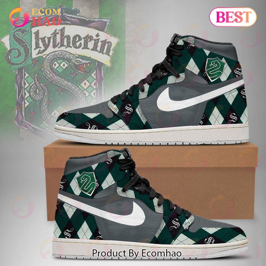 Harry Potter Slytherin Air Jordan 1, High Top Sneakers