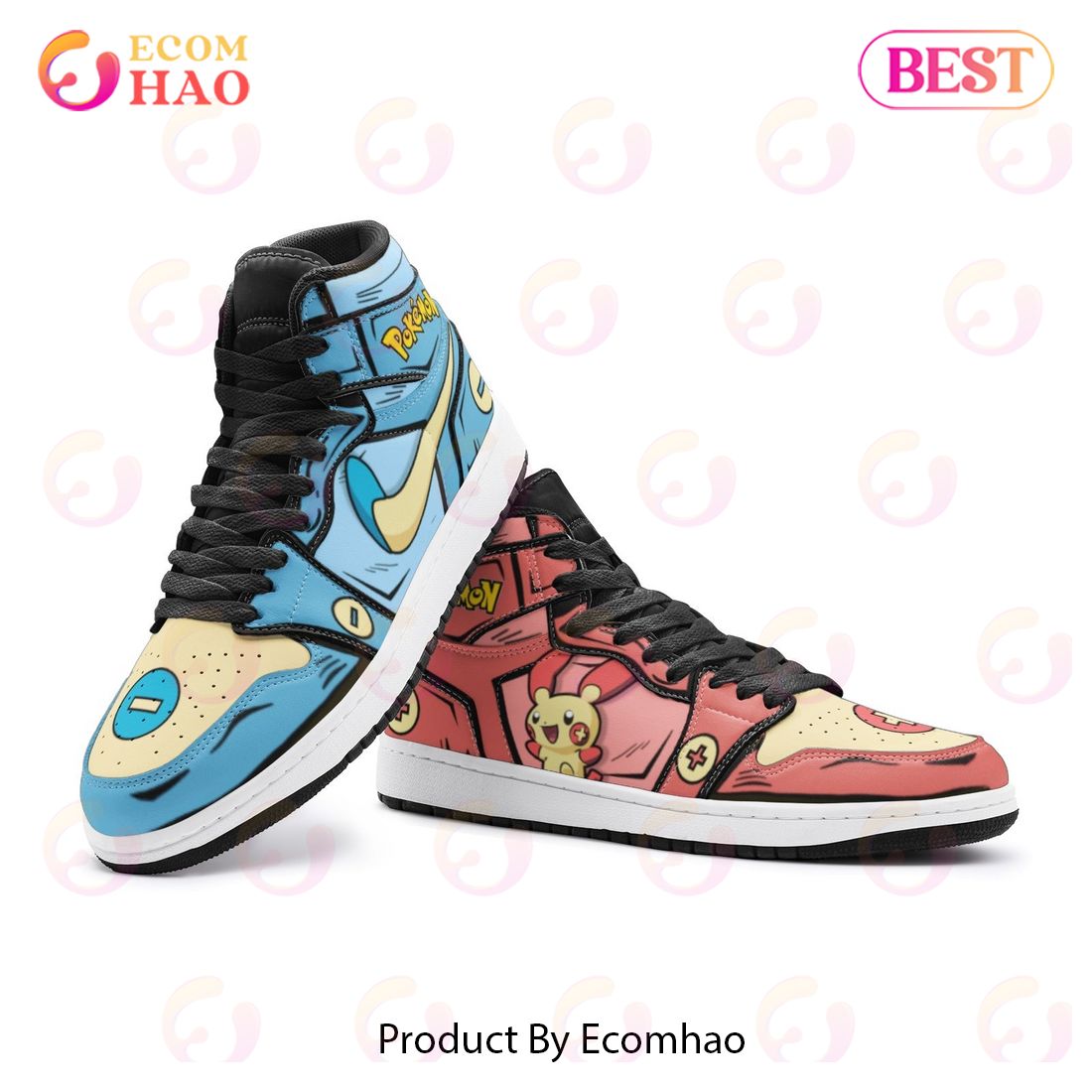 Plusle and Minun Pokemon Air Jordan 1, High Top Sneakers