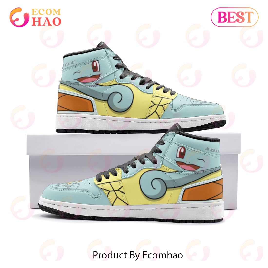 Squirtle Starter Pokemon Air Jordan 1, High Top Sneakers