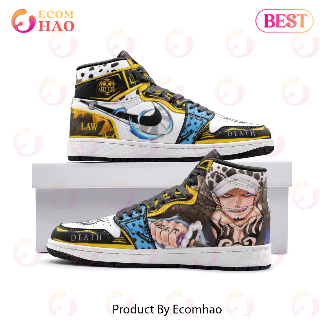 Trafalgar Law One Piece Air Jordan 1, High Top Sneakers