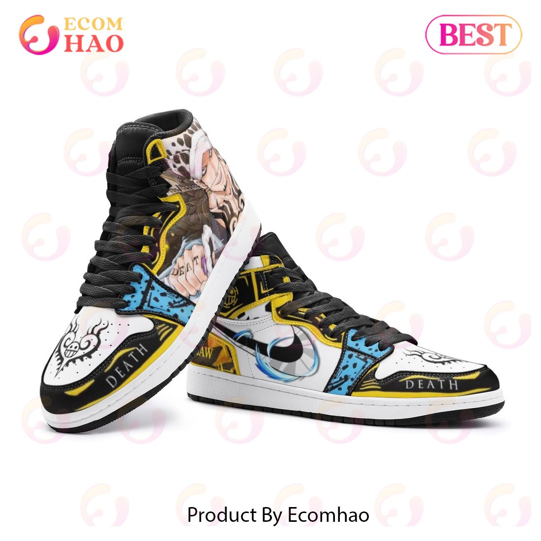 Trafalgar Law One Piece Air Jordan 1, High Top Sneakers