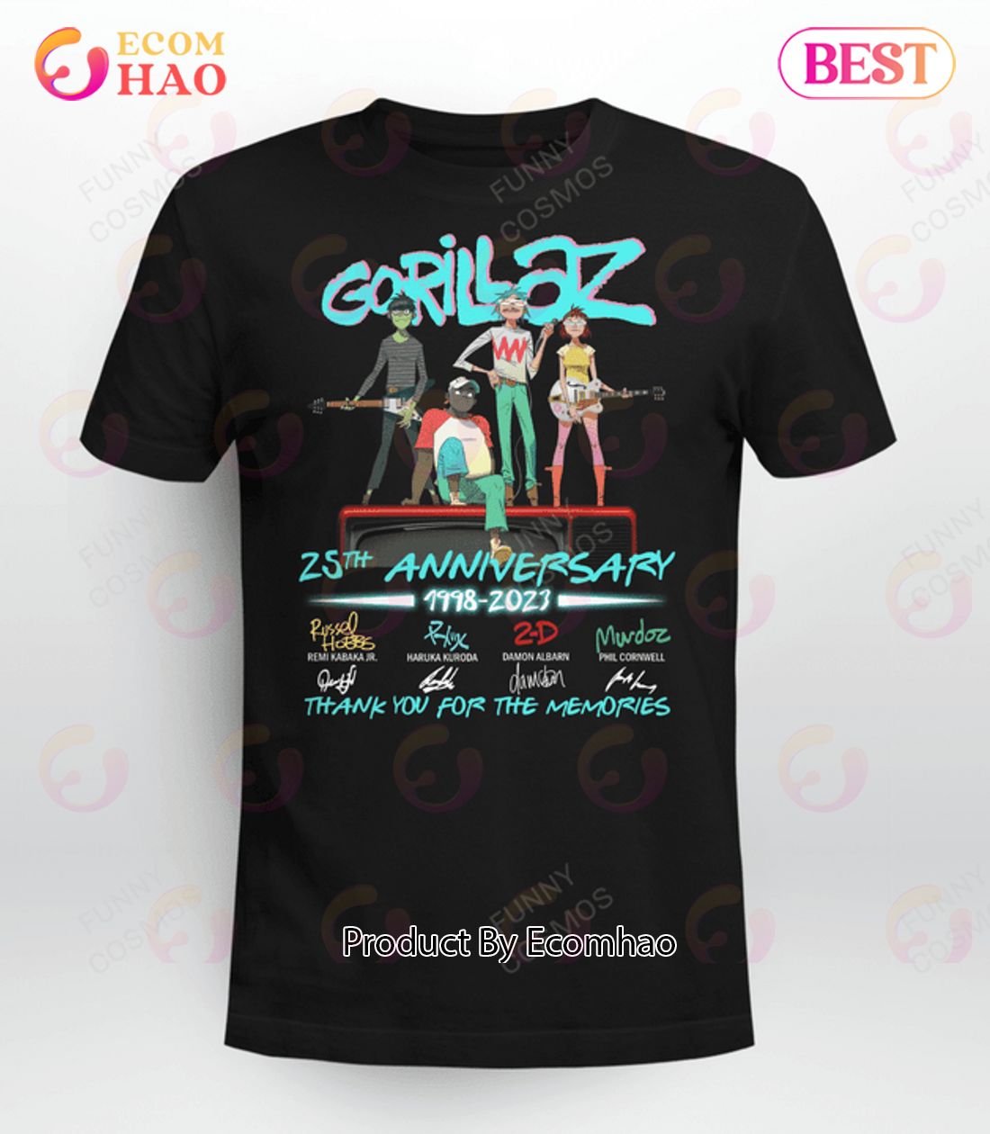 Gorillaz 25th Anniversary 1998 – 2023 Thank You For The Memories Unisex T-Shirt