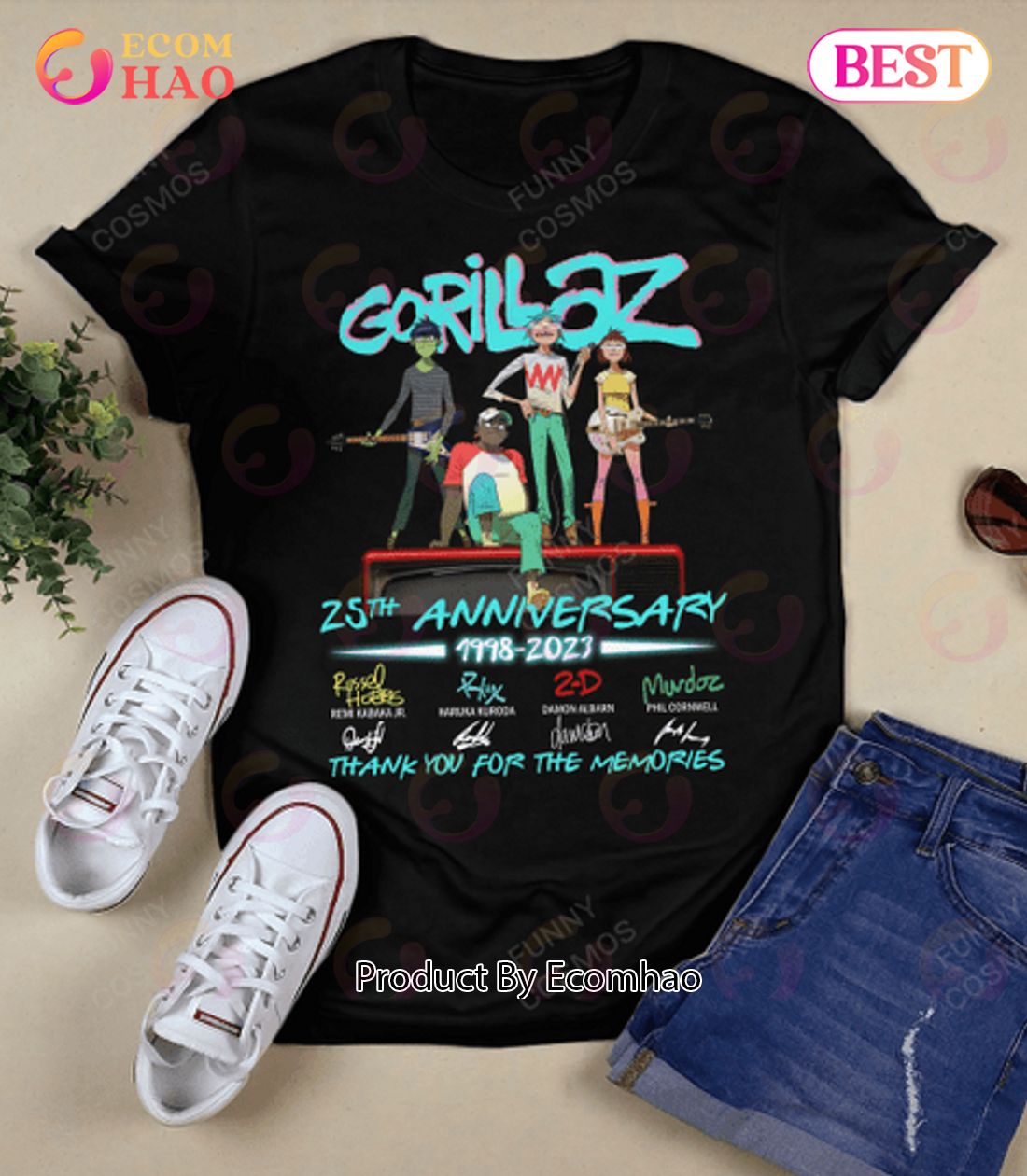 Gorillaz 25th Anniversary 1998 – 2023 Thank You For The Memories Unisex T-Shirt