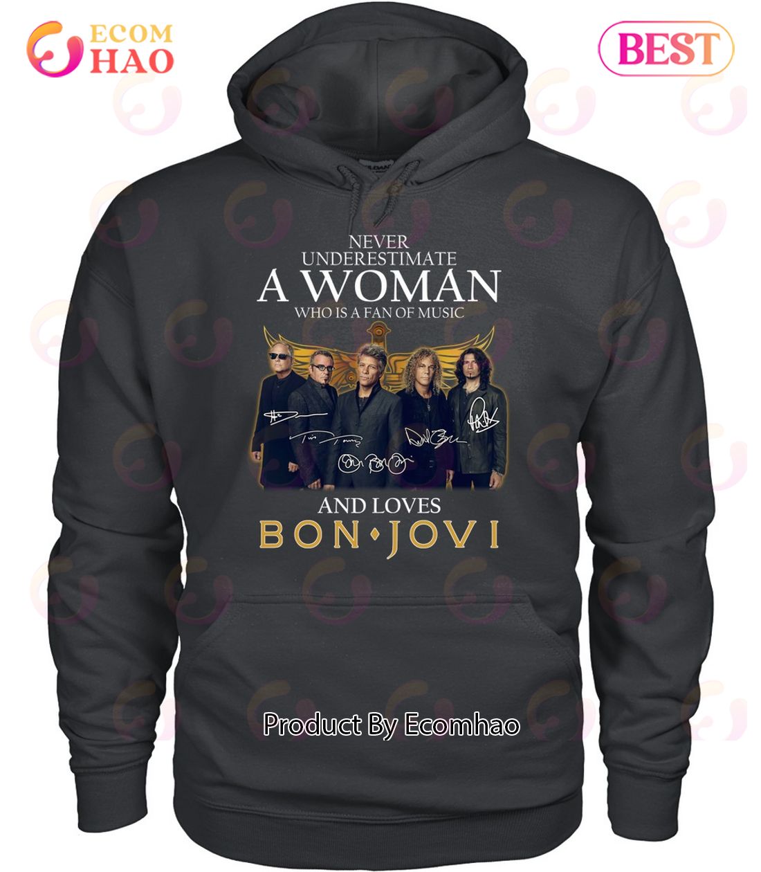 Never Underestimate A Woman Who Is A Fan Of Music And Loves Bon Jovi T-Shirt