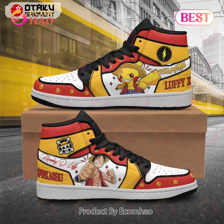 Luffy x Pikachu Custom Pokemon Air Jordan 1, Hightop Sneakers