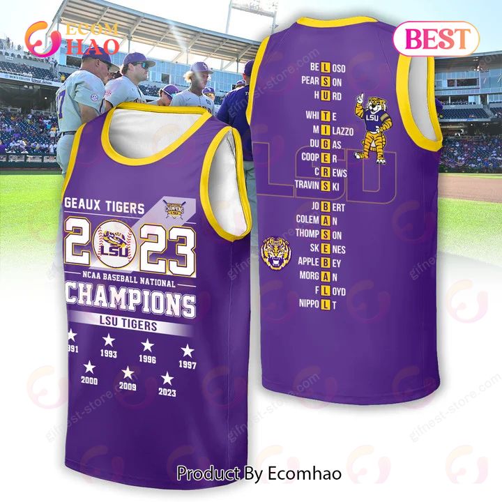 LSU Tigers 2023 NCAA Baseball National Champions Tank Top Jersey