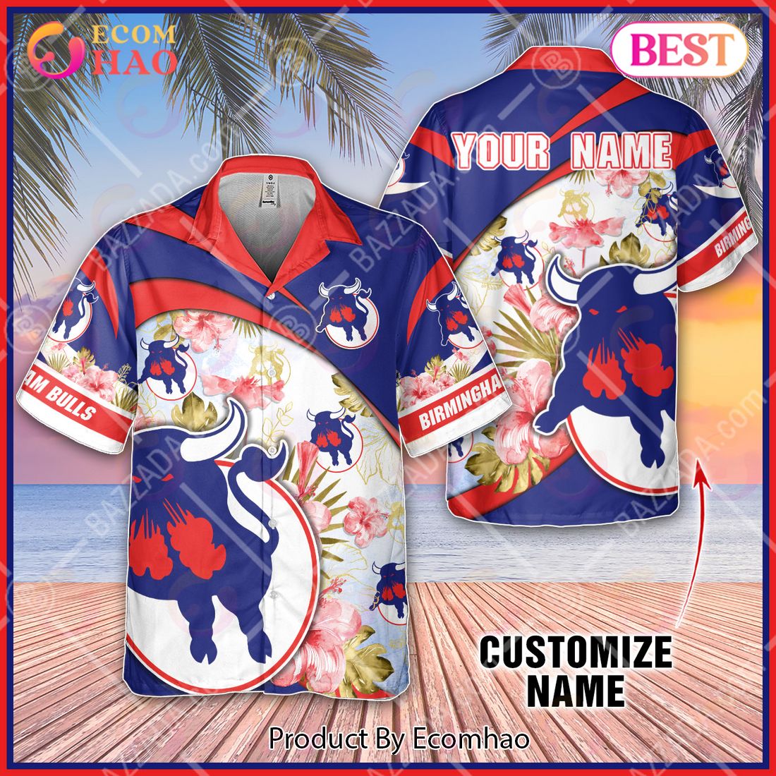 Personalize WHA Birmingham Bulls Hawaiian Shirt, Summer style