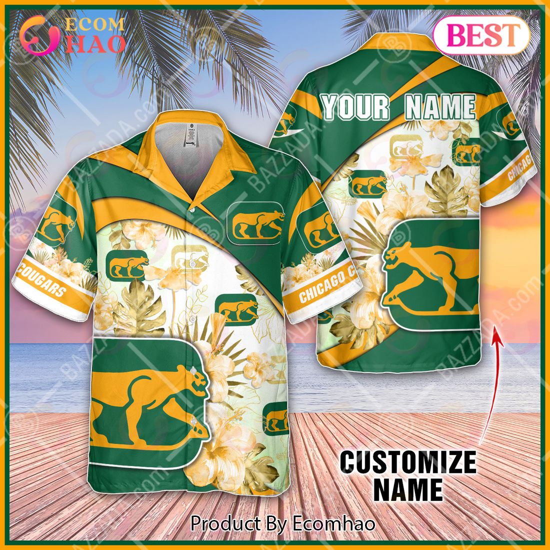 Personalize WHA Chicago Cougars Hawaiian Shirt, Summer style