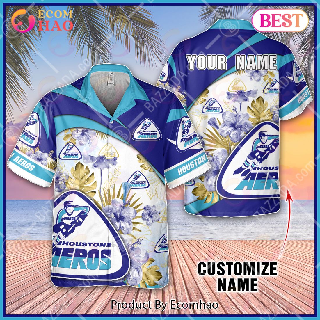 Personalize WHA Houston Aeros Hawaiian Shirt, Summer style