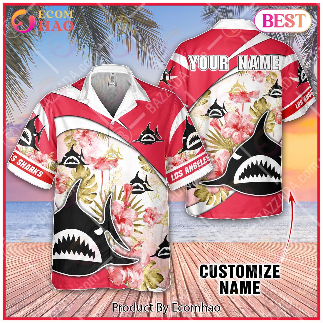 Personalize WHA Los Angeles Sharks Hawaiian Shirt, Summer style