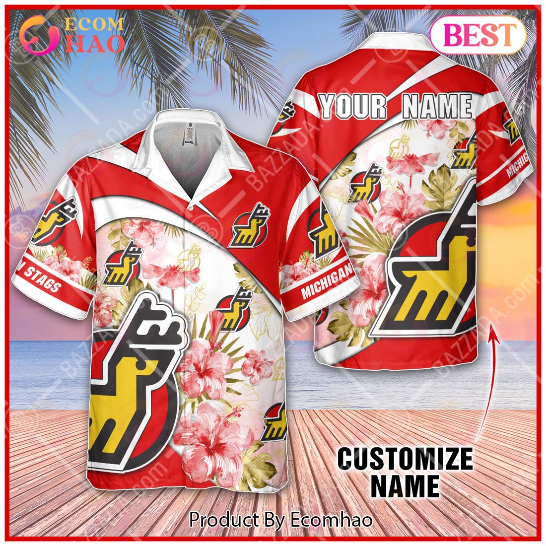 Personalize WHA Michigan Stags Hawaiian Shirt, Summer style