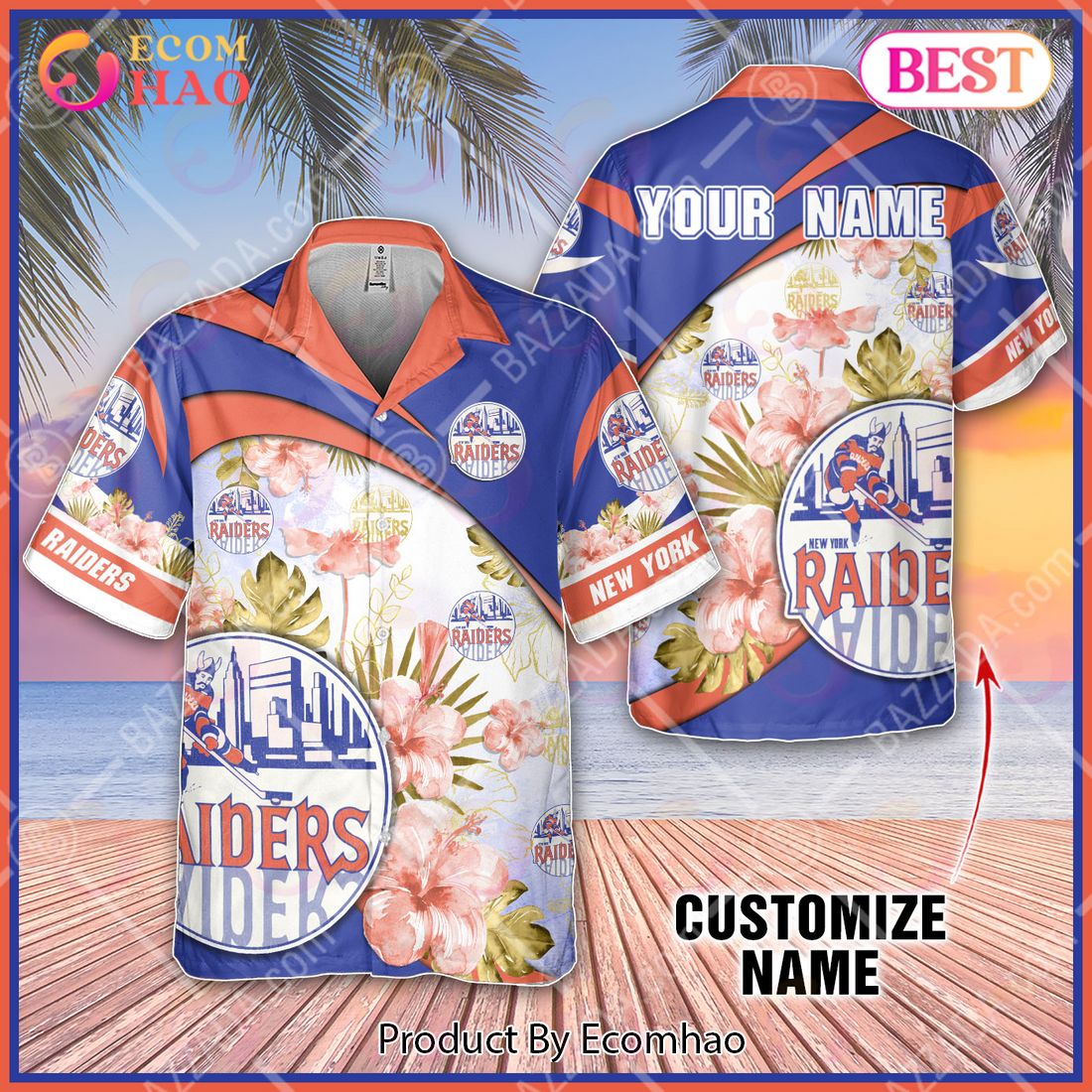 Personalize WHA New York Raiders Hawaiian Shirt, Summer style