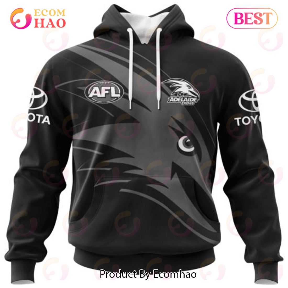 AFL Adelaide Crows Special Monochrome Design 3D Hoodie