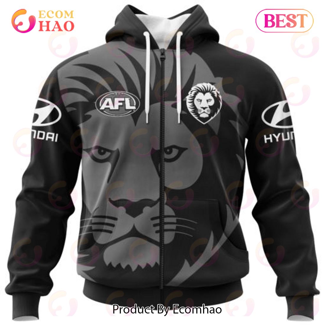 AFL Brisbane Lions Special Monochrome Design 3D Hoodie