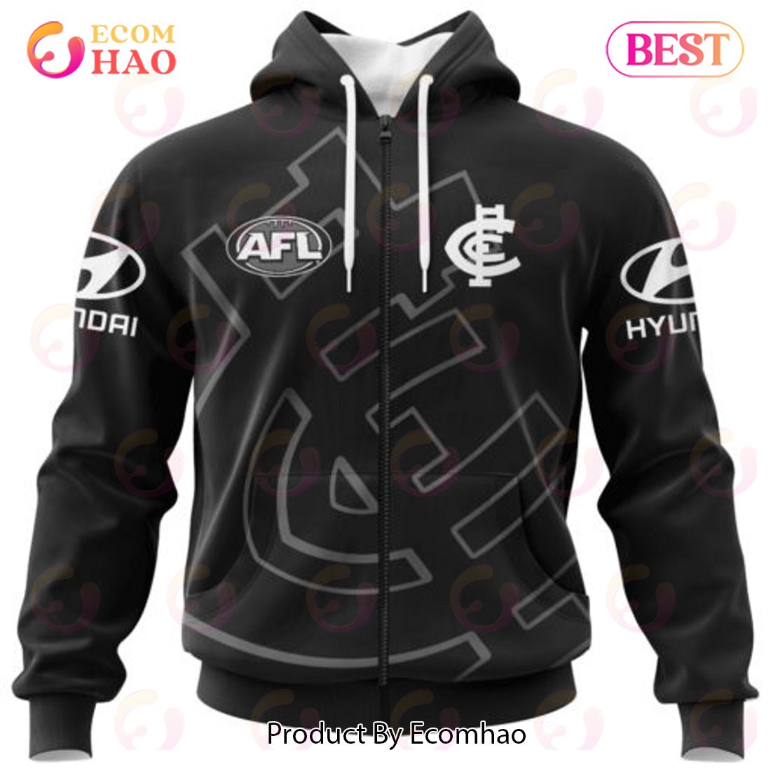 AFL Carlton Football Club Special Monochrome Design 3D Hoodie