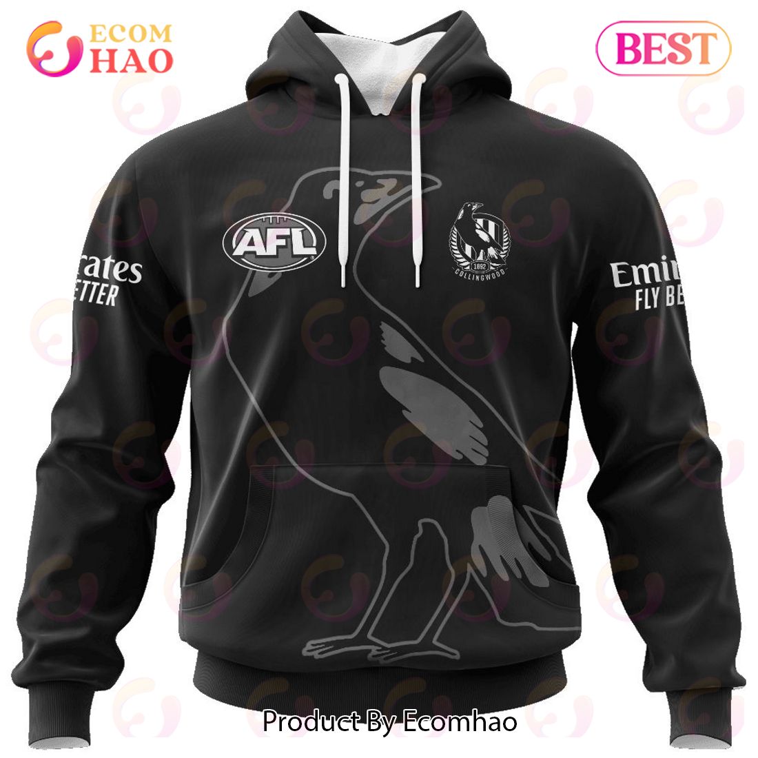 AFL Collingwood Football Club Special Monochrome Design 3D Hoodie