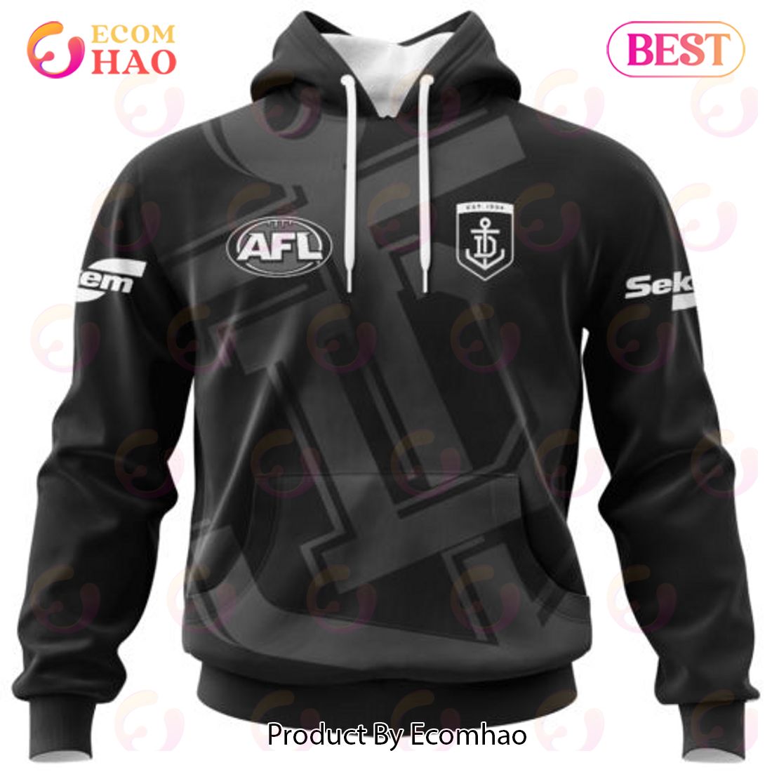 AFL Fremantle Dockers Special Monochrome Design 3D Hoodie