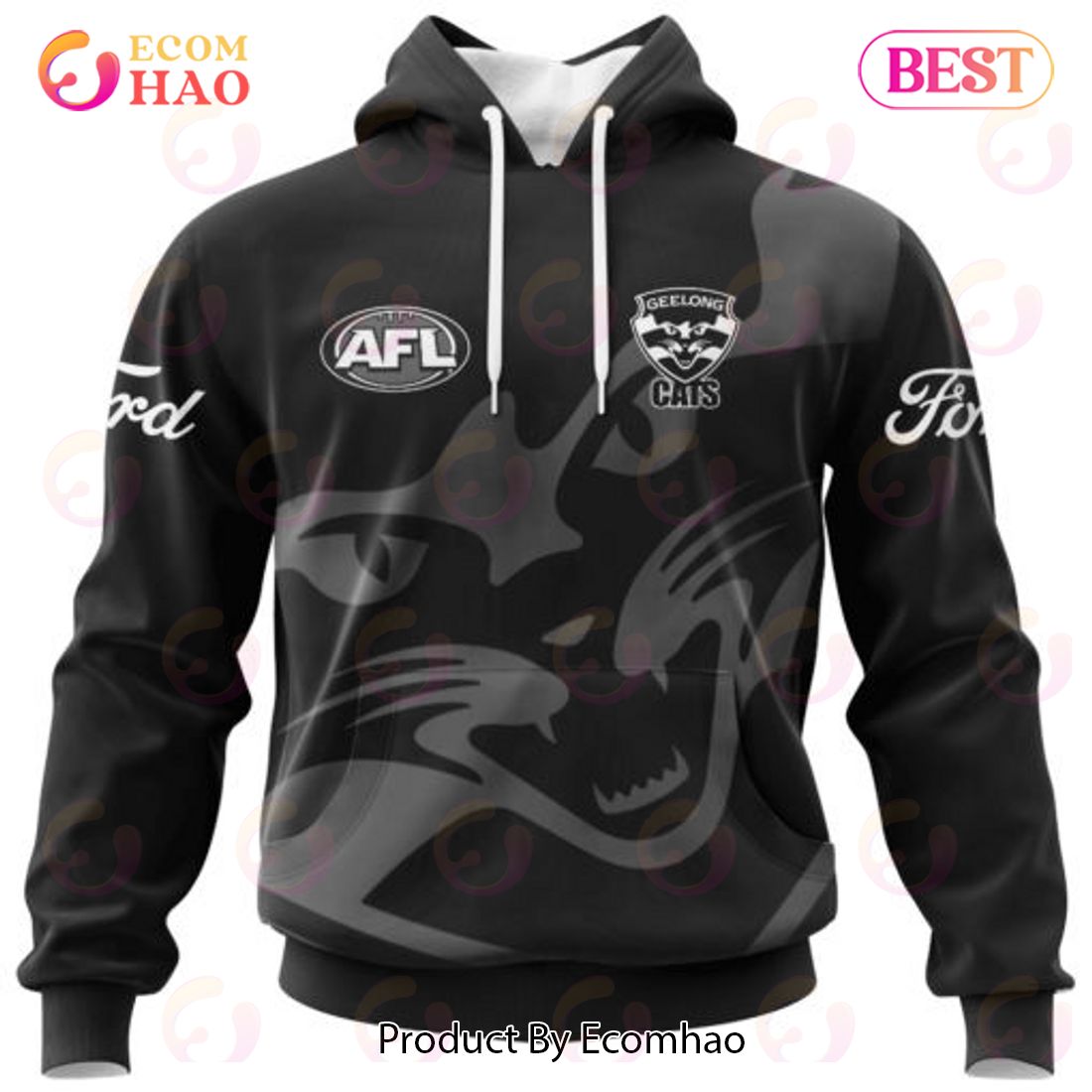 AFL Geelong Cats Special Monochrome Design 3D Hoodie