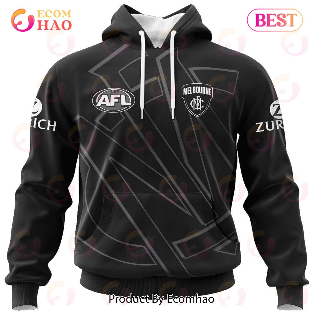 AFL Melbourne Football Club Special Monochrome Design 3D Hoodie