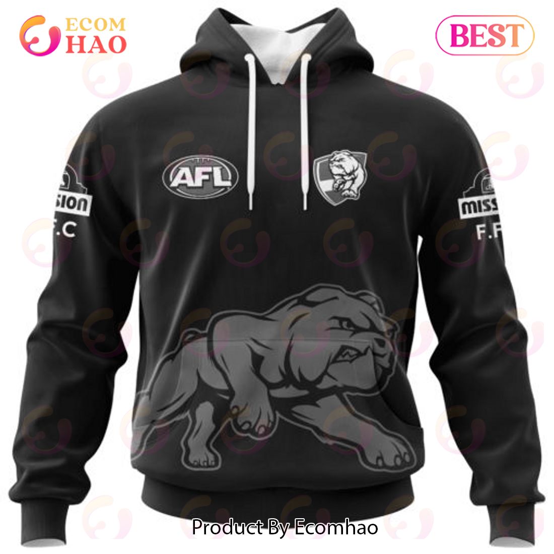 AFL Western Bulldogs Special Monochrome Design 3D Hoodie